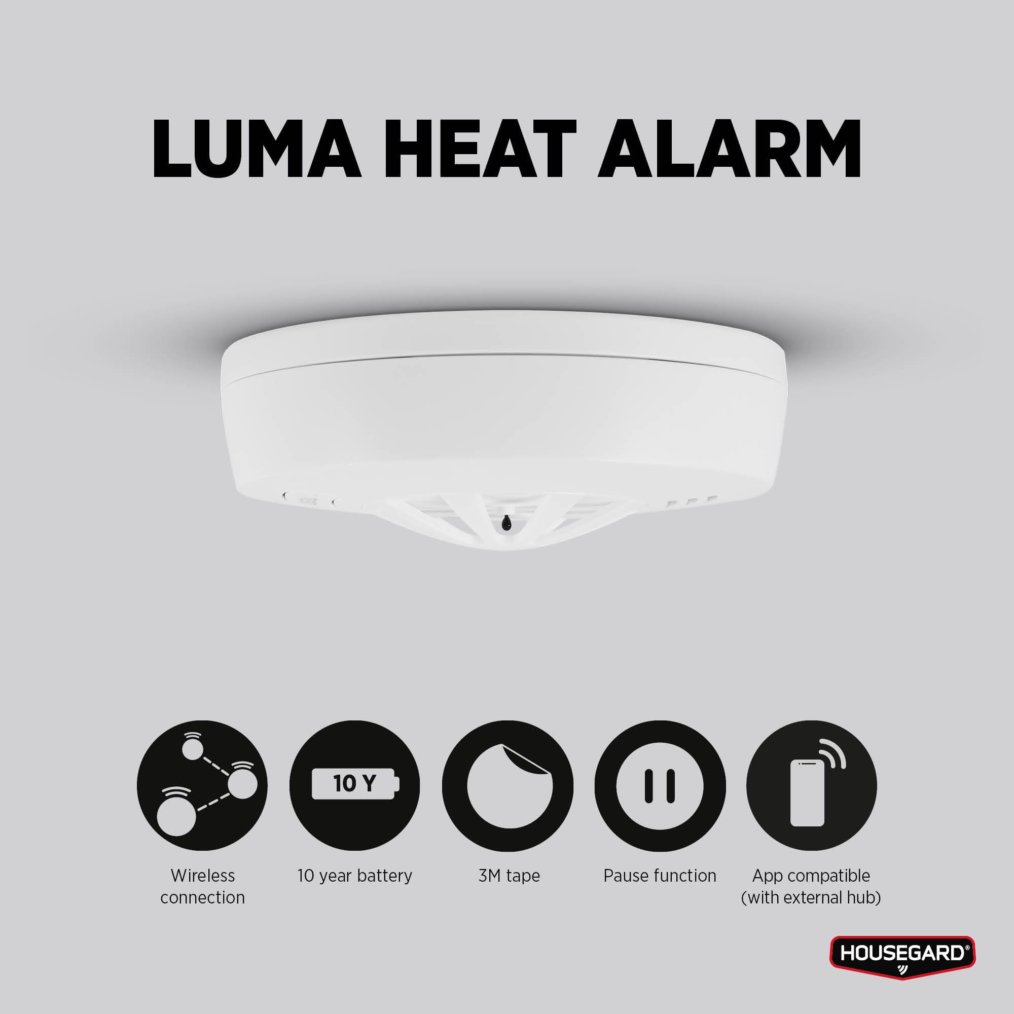Housegard Luma, trådløs varmealarm, inkl. 10-års batteri - Billede 4