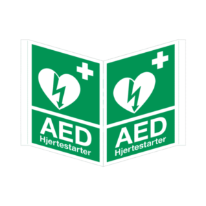 Hjertestarter vinkelskilt